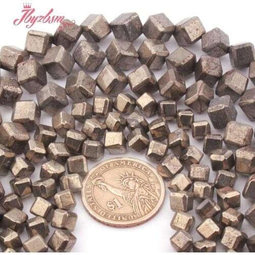 6mm 8mm Faceted Cube Silvers Gray Pyrite Spacer Beads Natural Stone for DIY Women Necklace Bracelet Rings Jewelry Making 15"