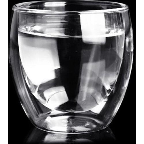 6Pcs 80ml 2.7oz Glass Double Walled Heat Insulated Tumbler Espresso Tea Cup Whiskey Wine Mug