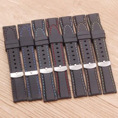 Watch Accessories Silicone Strap 18 20 22 24mm Pin Buckle Outdoor Sports Strap Mens and Womens Watch Strap for Various Brands