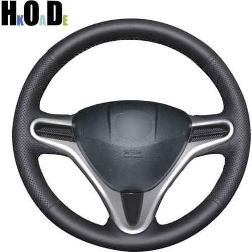 Black PU Artificial Leather Car Steering Wheel Cover for Honda Fit 2009-2013 City 2009-2013 Jazz 2009-2013 Insight 2010