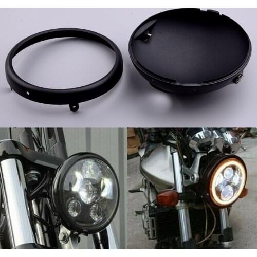 CITALL Universal Matte Black 7 Inches LED Headlight Mounting Housing Bucket Metal for Motorcycles Accessories