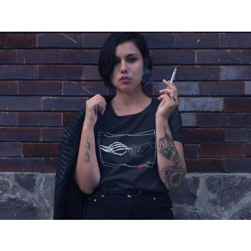 Colored Gothic Creation hands skull T-shirt funny women 100% Cotton unisex grunge casual tumblr graphic Fashion tee top tshirt