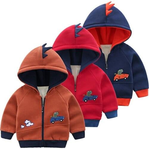 Baby Girls boys fleece Jacket Kids Warm Print Cartoon car croco Pattern Long Sleeve Children Outerwear clothing