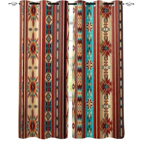 Bohemian Art Geometric Graphics Window Curtains Home Bedroom Decor Draperies Christmas Curtains Curtains for Living Room