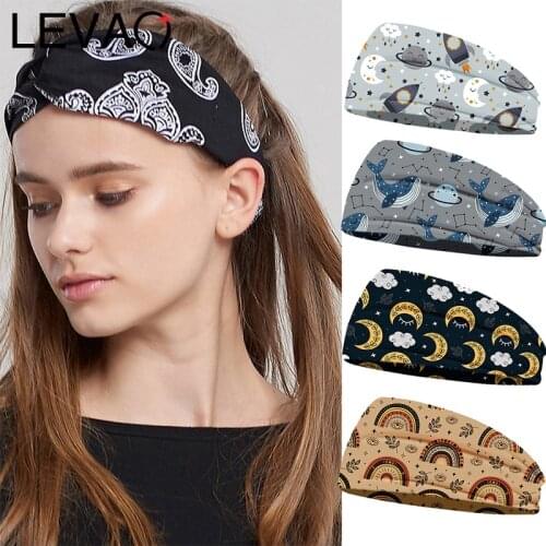 LEVAO New European American Sport Polyester Breathable Soft Headband For Women Yoga Hairband Wide Side Gym Stretch Head Bands