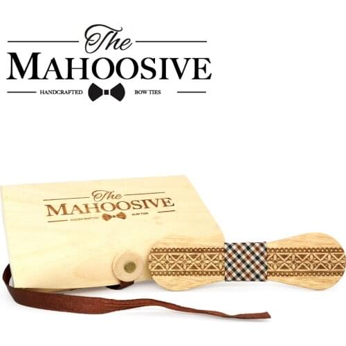 Mahoosive Camphor Wooden bow tie for men accessories corbatas hombre 2018 gift krawatte kravat necktie