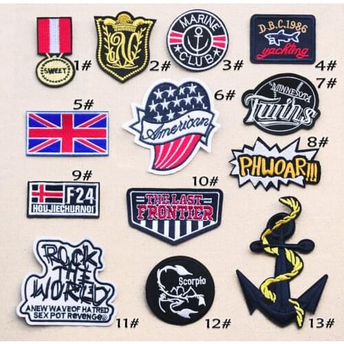 Fashion British style badge cloth embroidery patch stickers pants denim clothes decorative patch hole decals