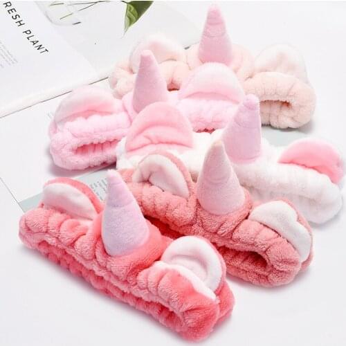 Women Girls Cat Ears Cute Unicorn Headbands Children Headwear Hair Hoop Hairbands Kids Hair Accessories Coral Elastic Hair Belt