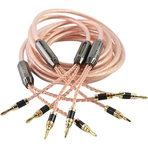 Single Crystal Copper Speaker Audio Cable Wire Carbon Fiber Gold Plated Banana or Y Spade Plug