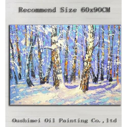 Wholesale High Quality Snowscape Oil Painting For Wall Decoration Handmade Beautiful Winter White Snow Oil Painting Decoration