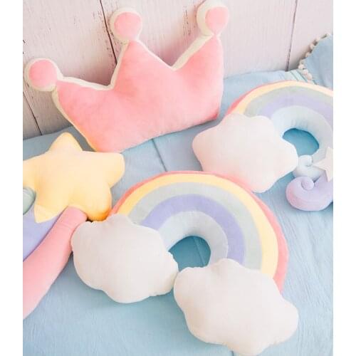 Plush Sky Pillows Sleeping Smile Cloud Star Water Drop Moon Cushion Room Cot Decor Nature Pillow White Pink Grey