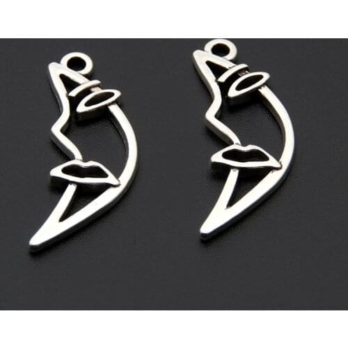 30pcs Silver Color Hollow Half Face Moon Charms Nature Pendant Bracelet Necklaces Jewelry Wholesale A3369