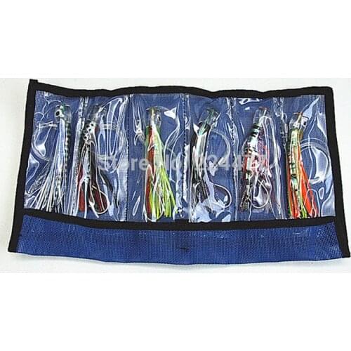 Free Shipping-5.5inch Fishing Lure Soft Bait Game Trolling lures Fishing tackle resin head double Octopus Skirt with Hook Line 6