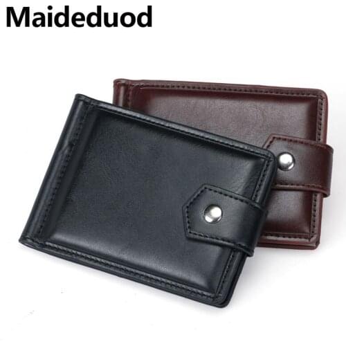 Maideduod Luxury Retro High Quality Leather Bifold Coins Purse and Wallet Men Card Holder Special Design Bag Clamp Card Holder