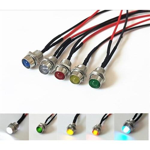 With wire 12V 6MM hole red, yellow, white, blue, green with indicator LED 3MM cable