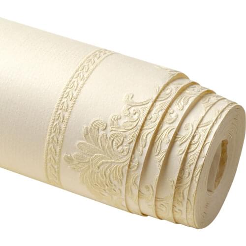 Self-Adhesive Vertical Stripes Bedroom Wallpapers European-Style Non-Woven Living Room Background 3D Precision Pressing Sticker