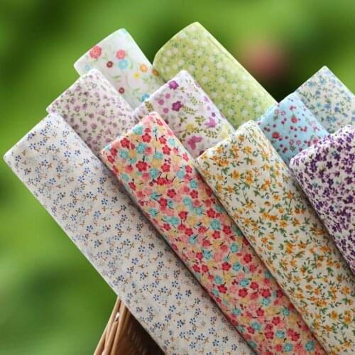 50*160cm Width Printing Fresh Floral Twill Cotton Fabric DIY Childrens Wear Cloth Make Bedding Quilt Decoration Home 180g/m D30