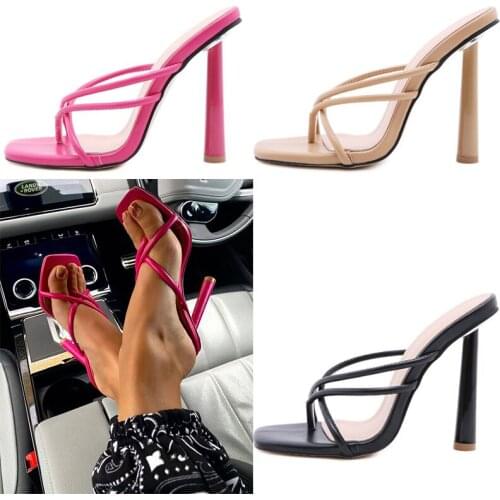 DDYZHY Flip flops women high heels summer slippers Slipper for women sexy square Clip toe sandals shoes Women Slides SlipperShoe