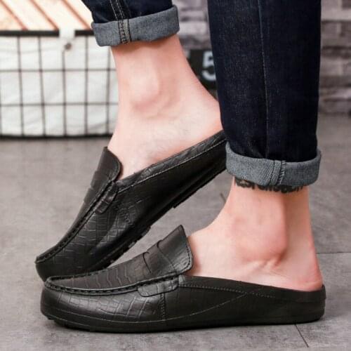 Chaussure Homme Leather Men Shoes Casual Half Slippers Outdoor Walking Beach Half Slippers Fashion Fashion Shoes Man