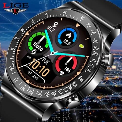 LIGE 2021 New Bluetooth Call Smart Watch Men Waterproof Full Touch Screen Sports Fitness Watch Smartwatch For Android IOS Men