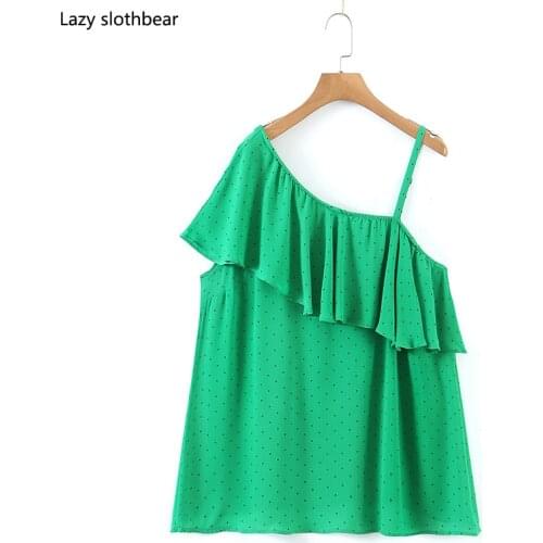 Summer Womens Polka Dot Printed Camisole Sexy Strapless Top Loose Short Camisole Top