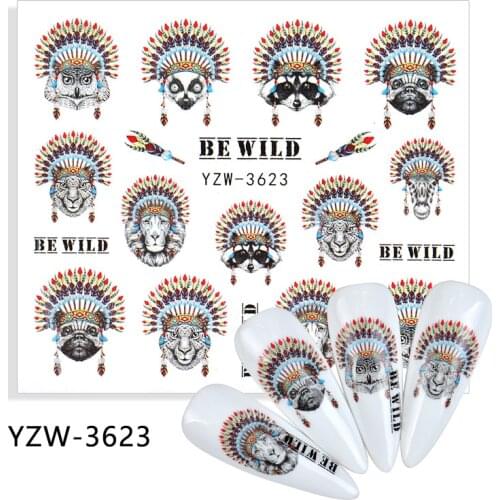 Ultra thin nail art sticker for manicure accessories India man animals flora Abstract image water transer nail decal FW096