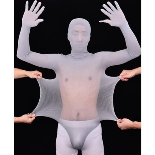 Unisex 80D Any Cut Stocking Swimwear Separate Fingers Long Sleeve Bodysuit Seamless Tight Half Coat Zentai Cospaly Swimsuit Body