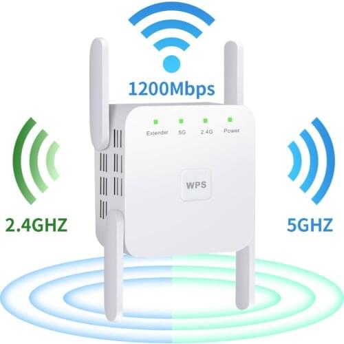 2.4G 5G Wireless WiFi Repeater Wi Fi Amplifier 300M 1200 Mbps WiFi Booster router 5Ghz Wi-Fi Long Range Extender Access Point