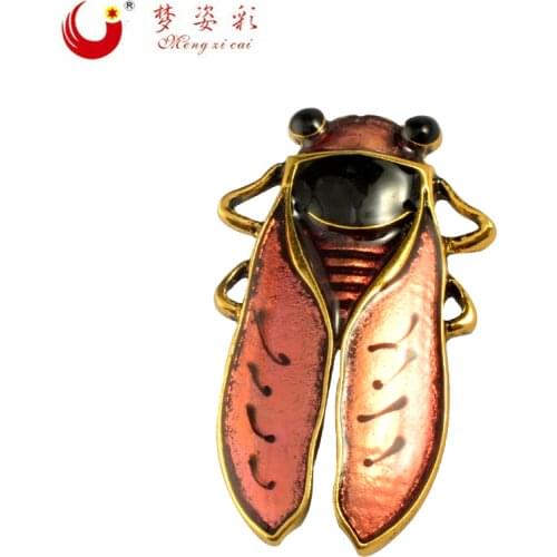 2019 High Quality Chic Animal Brooch Enamel Beetle Broach Antique Gold Alloy Insect Brooches For Women Wedding Accessories Brosh