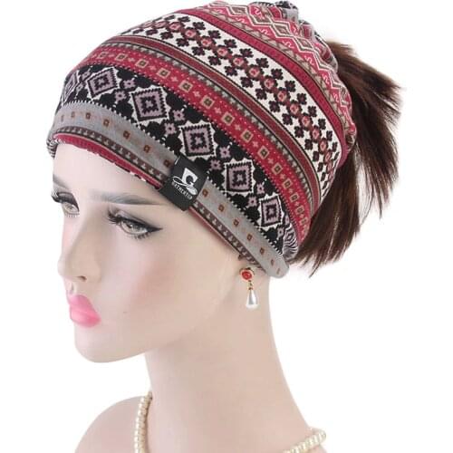 Women soft cotton Beanie Hat Headband Chemo Cap dual-use Headgear Autumn And Winter Sports Riding Warm Hat Outdoor Running Cap