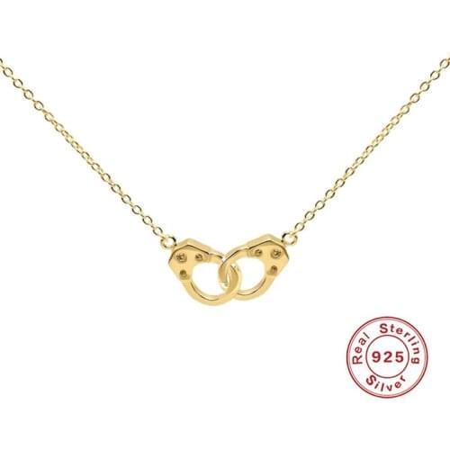 Aide 925 Sterling Silver Fashion All-Match Handcuff Necklace Steampunk Statement Necklace Couple Gothic Necklace Gifts For Women