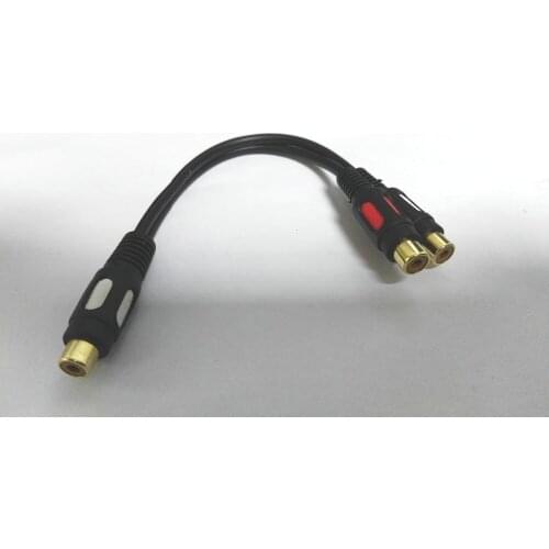 10pcs high qualityGold plat RCA female to 2 RCA Female Audio Adapter cable 22CM New
