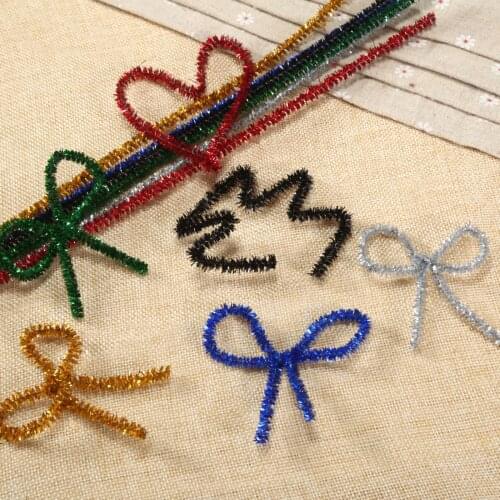 20PCS Kids Creative Colorful Glitter Plush DIY Shingled Chenille Sticks Chenille Stem Pipe Cleaner Stems Craft Educational Toy