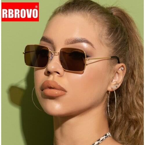 RBROVO 2021 Rectangle Sunglasses Women/Men Brand Designer Eyewear Women Alloy Sun Glasses Women Vintage Eyewear Oculos De Sol