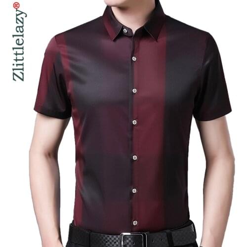 2020 Brand Short Sleeve Men Social Shirt Summer Streetwear Casual Plaid Shirts Dress Mens Slim Regular Fit Clothes Fashions 5241