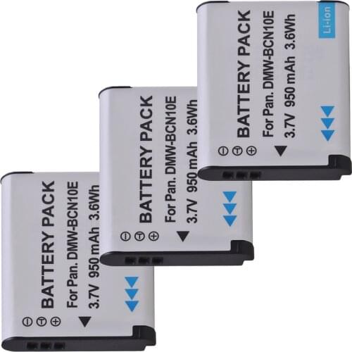 3Pcs 950mAh DMW-BCN10 DMW BCN10 Lithium BatteryBCN10 Digital Rechargeable Battery for Panasonic Lumix DMC-LF1 DMC-LF1K DMC-LF1W