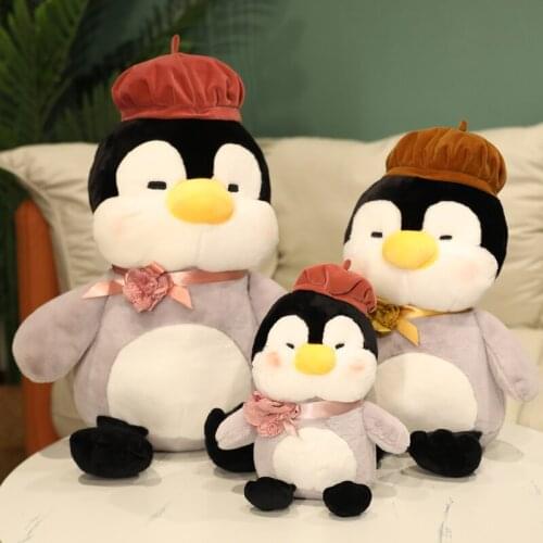 30-55cm Cute Cartoon Painter Penguin With Hat Plush Toys Stuffed Soft Lovely Animals Pillows Dolls For Kids Girls Birthday Gifts