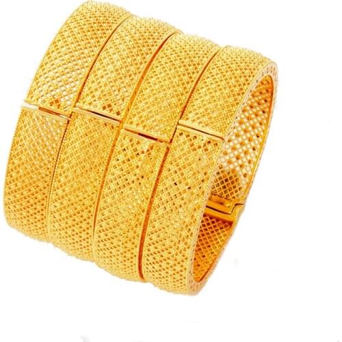 4pcs/lot Ethiopian Bracelet Gold Bangles for Women Gold Dubai Bride Wedding Africa Bangle Arab Jewelry Gold Charm