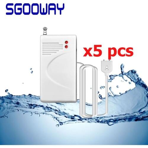 Sgooway 5Pieces 433MHz Wireless Water leak Detector water Leakage Sensor Work With Home Security PSTN gsm wifi Alarm System