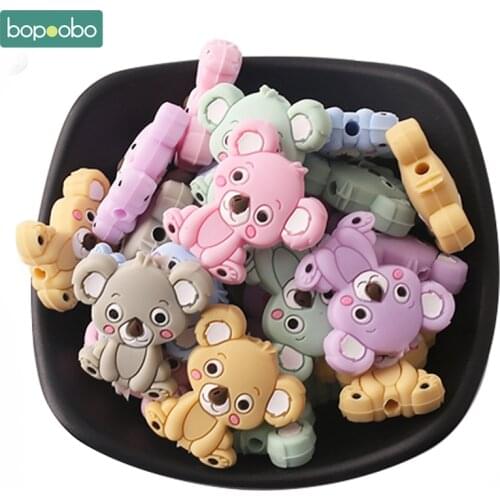 Bopoobo 5pc Baby Teething Beads Silicone Koala Beads Silicone Pearls Nursing Gifts Silicone Rodents Baby Nursing Gifts