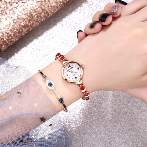 Bracelet Watch Glass Color Diamond Thin Steel Chain Watch Digital Korean Version Of The Forest Temperament Female Watch