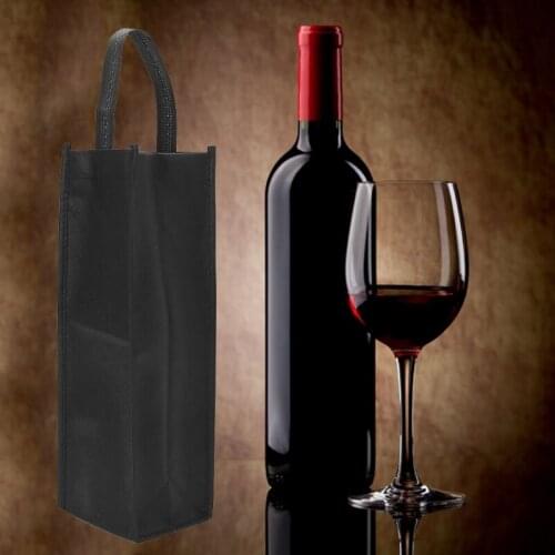 1Pc Non-woven Fabric Red Wine Bottle Bags Gift Weddings Holiday Party Washable Wine Bottles Cover Black