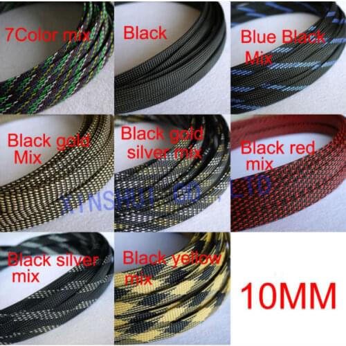 5M 10mm Black Nylon Braided Cable Sleeving Shielding Sheathing Auto Wire Harnessing