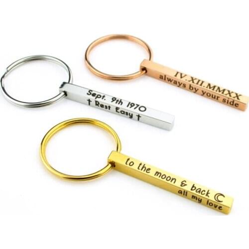 Customized Cuboid Name Keychain Fashion Car Lettering Pendant Keychain Accessories Couple Friends Gift