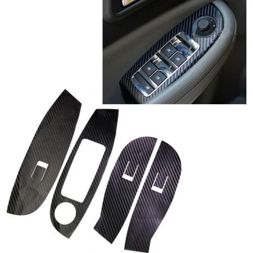 JEAZEA Left Hand Carbon Fiber Car Interior Door Window Switch Panel Sticker for 2012 2013 2014 2015 Chevrolet Holden Malibu