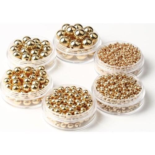 3-12 mm 500-30 pcs Smooth Gold Plated Acrylic Round Seed Spacer CCB Beads For Jewelry Making DIY Bracelet Necklace Accessories