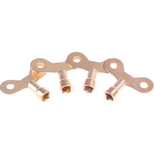 4pcs Square Socket Brass Radiator Keys Plumbing Bleeding Key Solid Water Tap For Air Valve Plumbing Tool 6mm Hole core