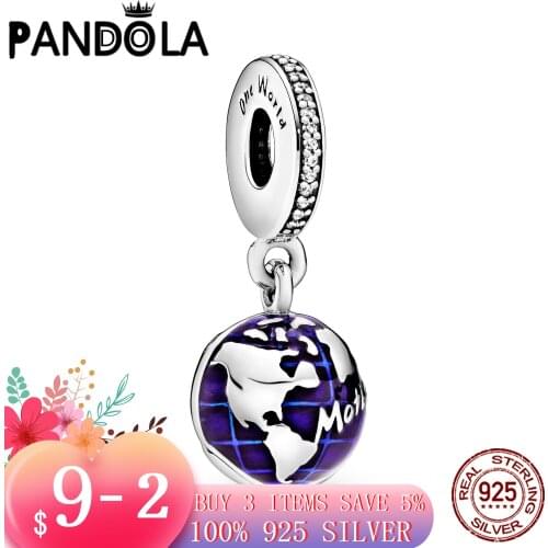 Hot 100% 925 Sterling SILVER charms Our Blue Planet Dangle Charms fit Original Pandora Bracelet silver 925 jewelry