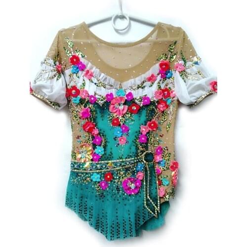 LIUHUO Girls Rhythmic Gymnastics Leotards Women Teens Spandex Rhinestones Competition Ice Figure Skating Dress Wholesale