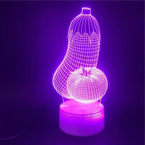 Cute Eggplant Night Light LED Kids Bedroom 3D Acrylic Tomato Lamp Crack Base With Remote 16 Colors Changes
